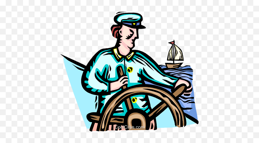 Captain At The Helm Of His Ship Royalty Free Vector Clip Art Emoji,Captain Clipart