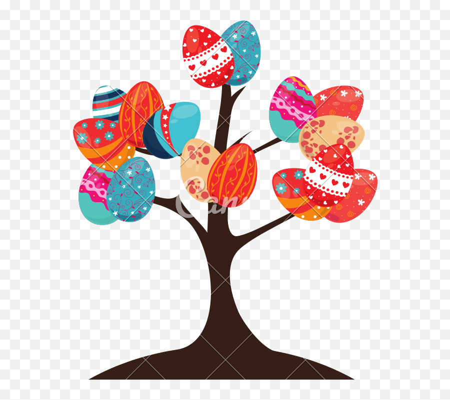 Easter Egg Tree Png - Illustration Clipart Full Size Emoji,Easter Egg Border Clipart