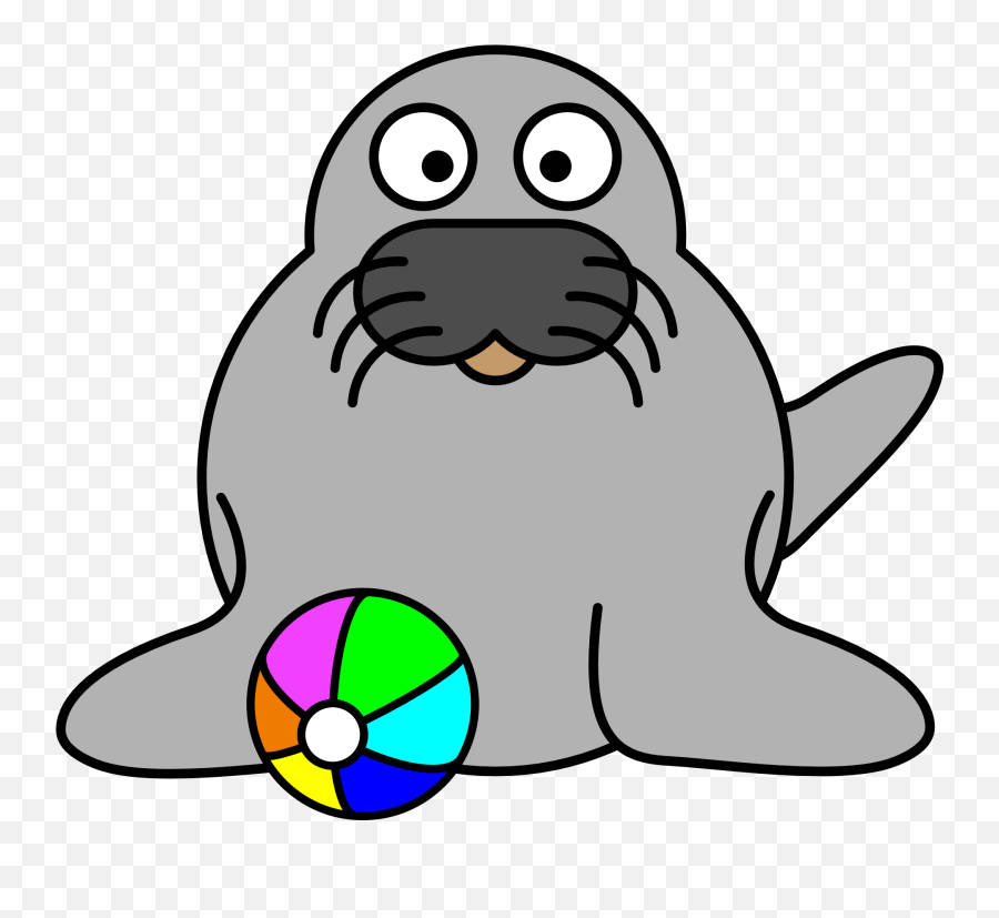 Seal With The Colorful Ball Clipart - Cartoon Seal Clipart Emoji,Seal Clipart