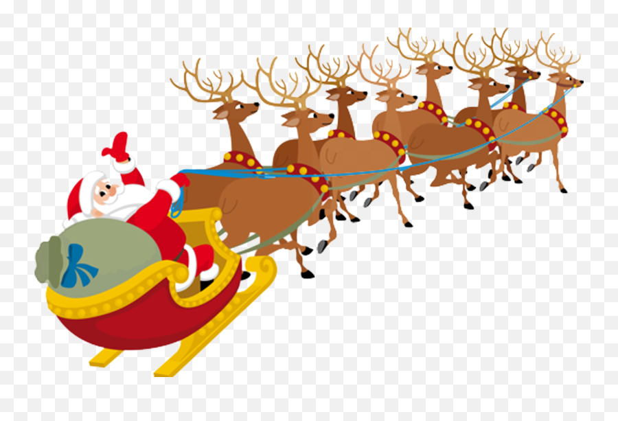 Free Santa Sleigh Clipart Download - Santa Claus And Reindeer Png Emoji,Santa Sleigh Clipart