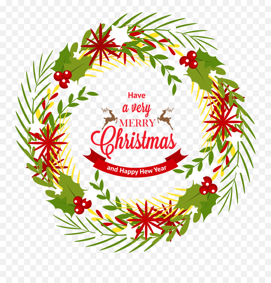 Christmas Wreath With Mistletoe Clipart Web Christmas - Transparent Wreath Merry Christmas Emoji,Merry Christmas Png