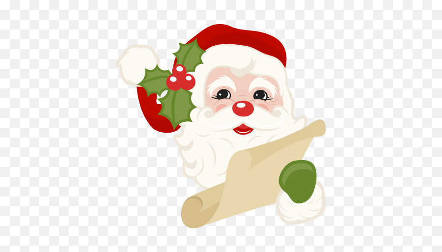 Santa With His List Svg Scrapbook Cut File Cute Clipart - Santa Claus Emoji,List Clipart
