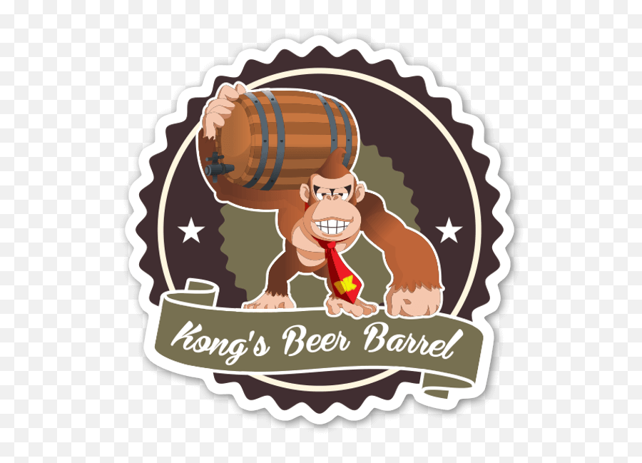 Die Cut Donkey Kong Beer U2013 Stickerapp Shop - Clipart Beer Bottle Cap Emoji,Donkey Kong Transparent