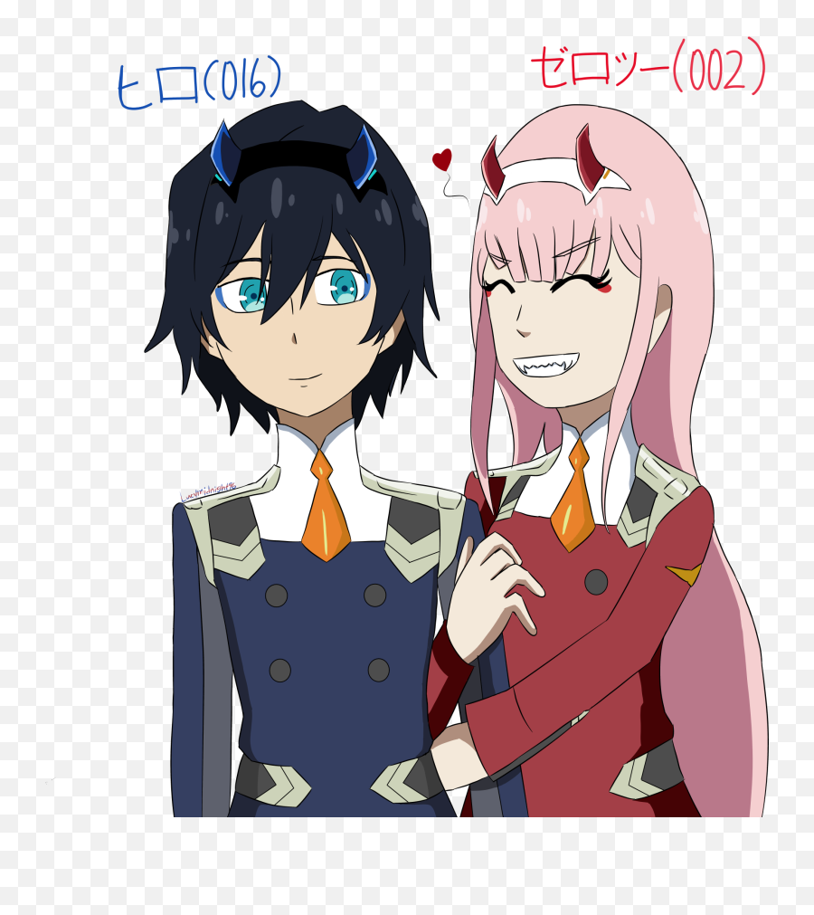 Zero Two And Hiro Darling In The Franxx Drawn By Lucy96 - Zero Two Y Hiro Png Emoji,Zero Two Png
