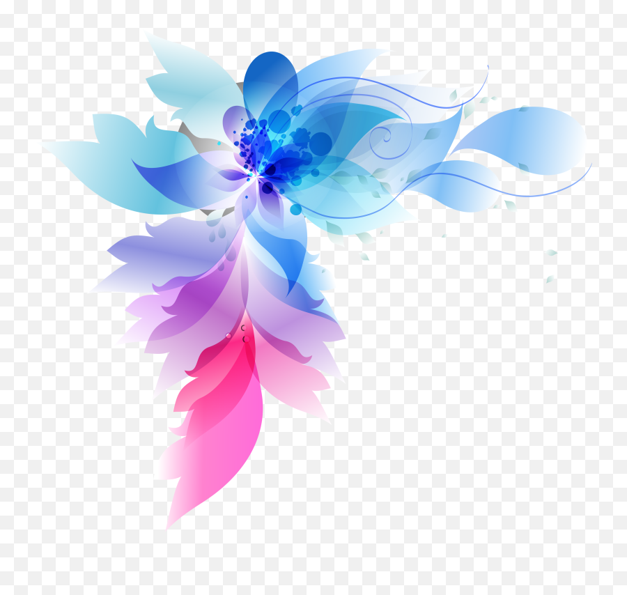 Colorful Abstract Flowers Png Download - Abstract Flower Pink And Blue Watercolor Flower Png Emoji,Flower Png