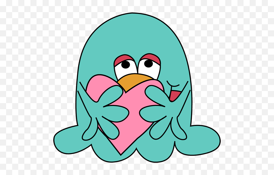 Slimy Monster Hugging A Heart Clip Art - Valentines Monster Clip Art Emoji,Hugging Clipart