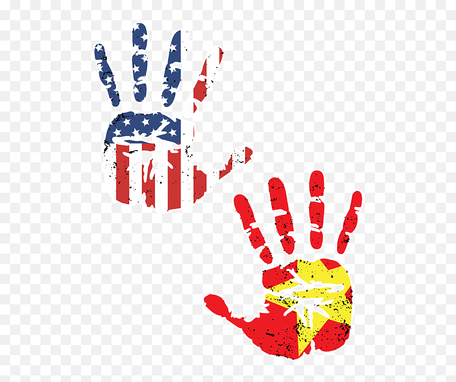 Usa Vietnam Handprint Flag Proud Vietnamese American Heritage Biracial American Roots Culture Descendents Round Beach Towel - Language Emoji,Vietnam Flag Png