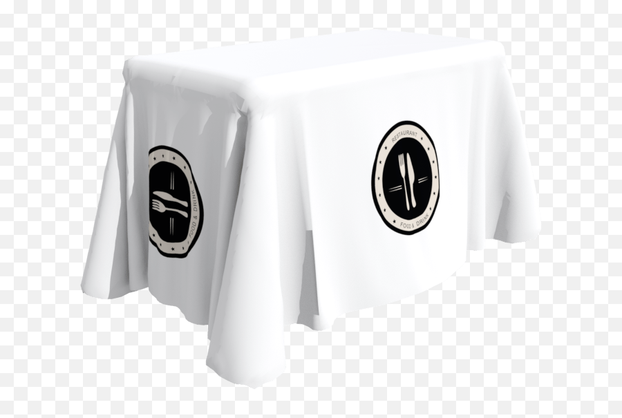 8 Ft Table Throws White With Logo - Emblem Emoji,Tablecloth With Logo