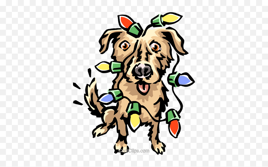 Dog Covered In Christmas Lights Royalty - Animal Figure Emoji,Christmas Dog Clipart