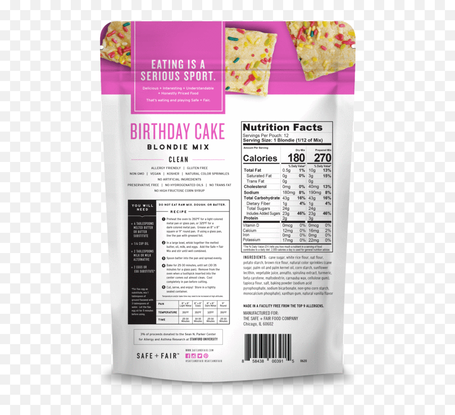 Birthday Cake Blondie Mix - Nutrition Facts Label Emoji,Birthday Cake Transparent