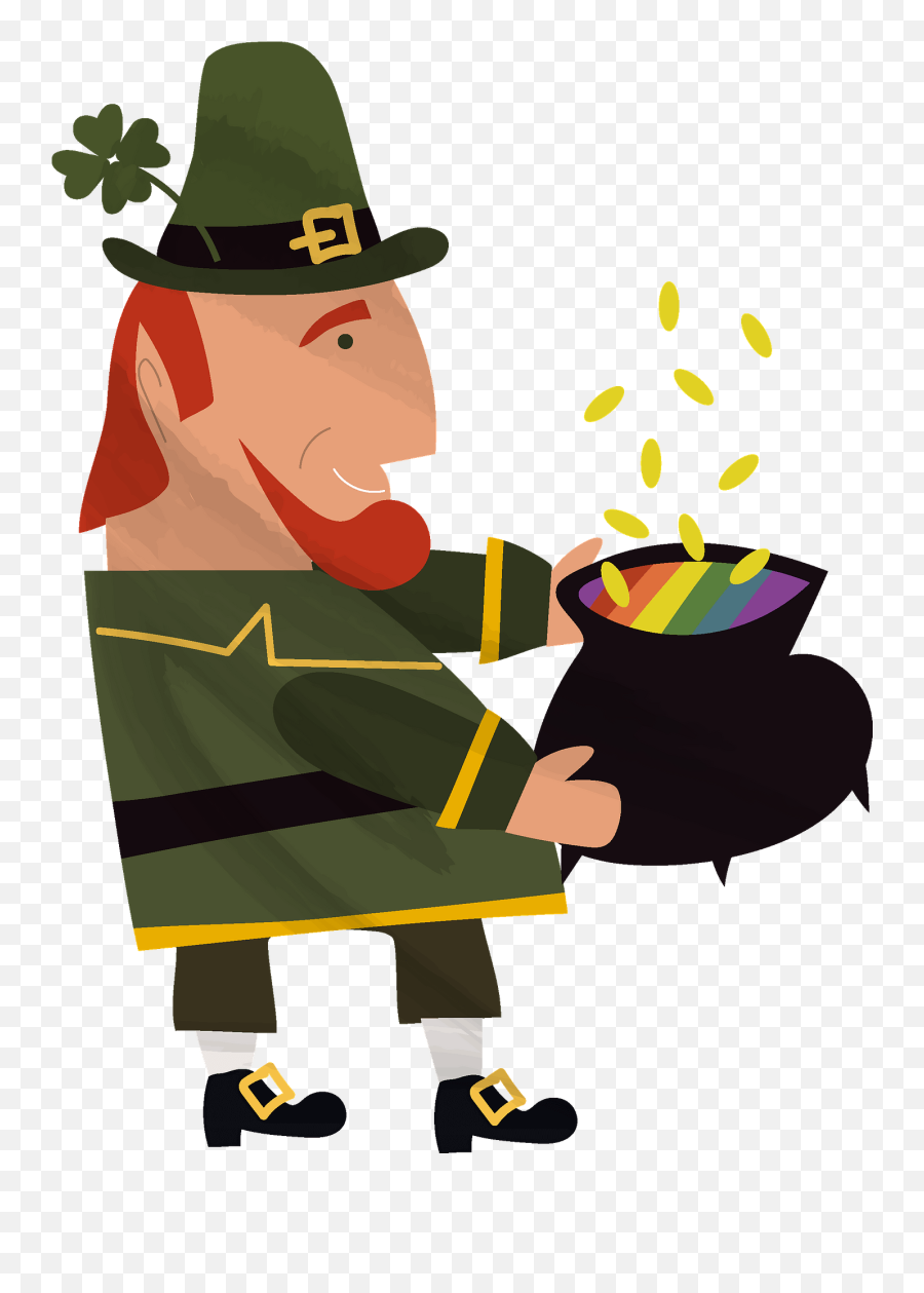 Leprechaun And Pot Of Gold Clipart - Costume Hat Emoji,Pot Of Gold Clipart