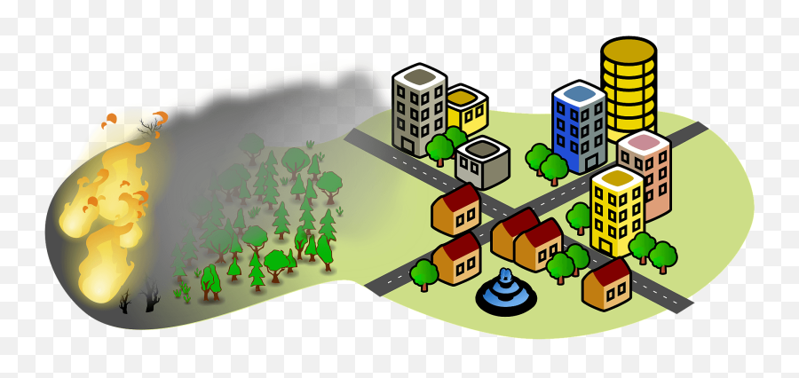 Forest Fire Endangering The City Clipart Free Download Emoji,Cities Clipart