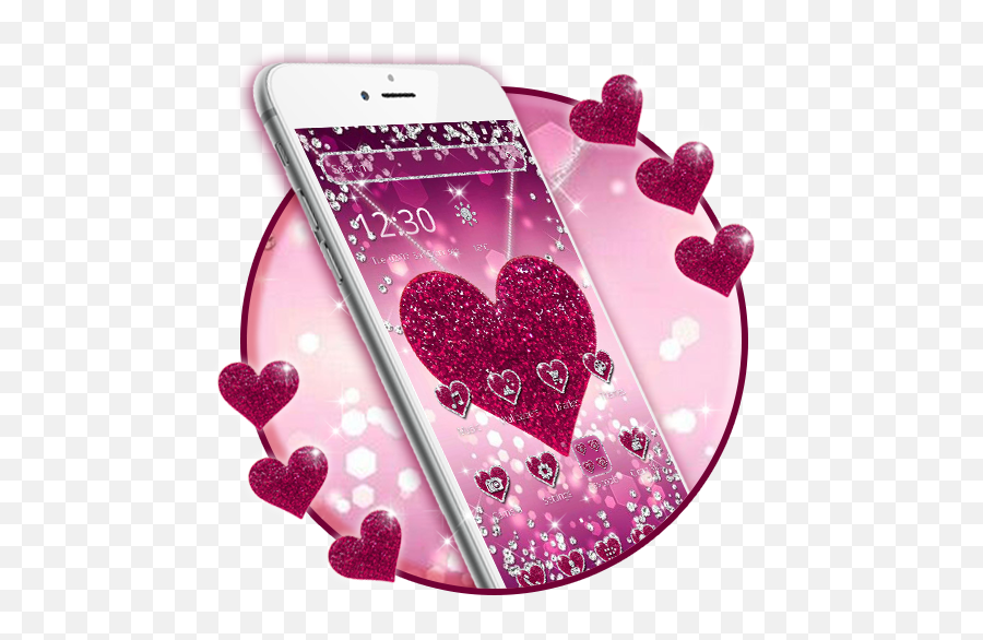 Sparkling Pink Heart Themeamazoncomappstore For Android Emoji,Pink Hearts Transparent