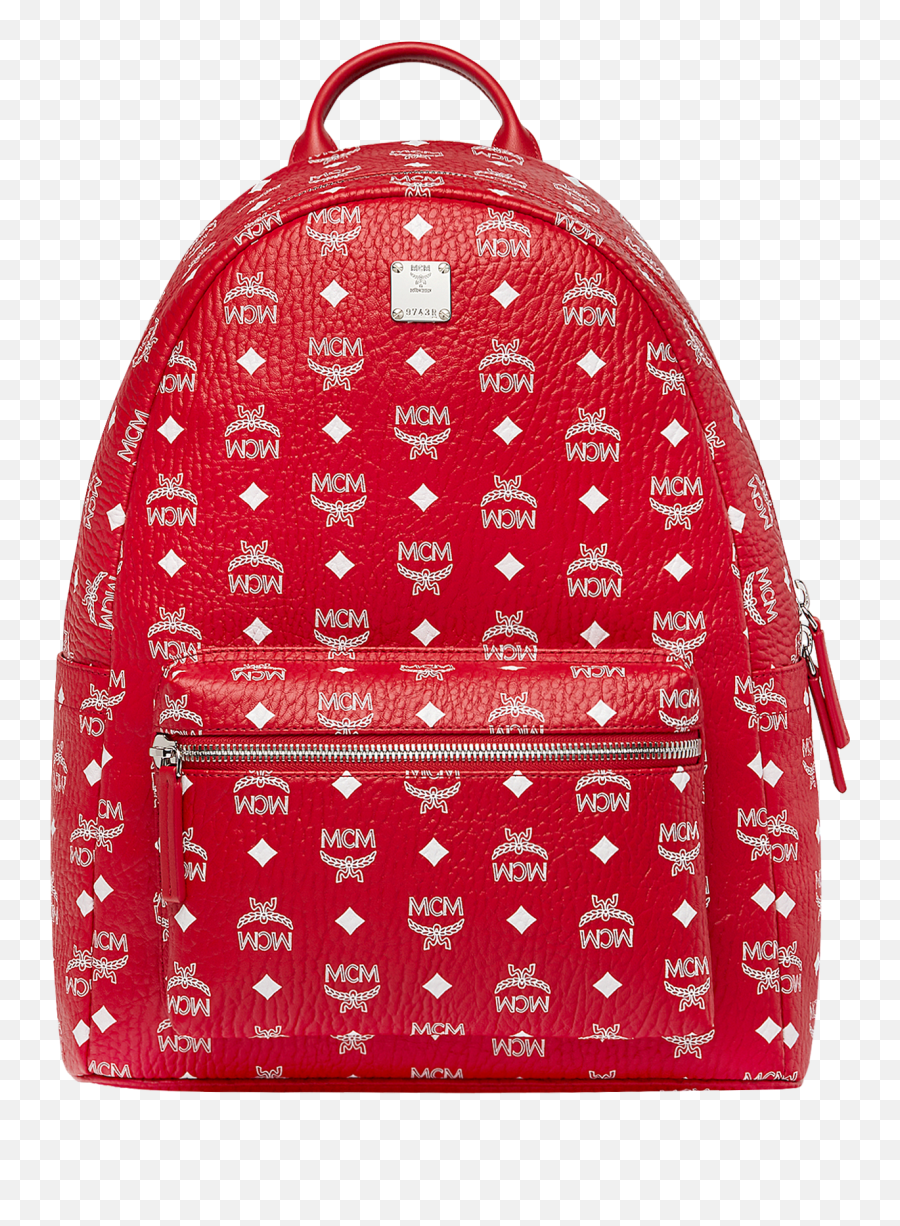 Pre - Owned Stark Backpack Visetos White Logo Medium Ruby Red Transparent Mcm Backpack Png Emoji,Stark Logo
