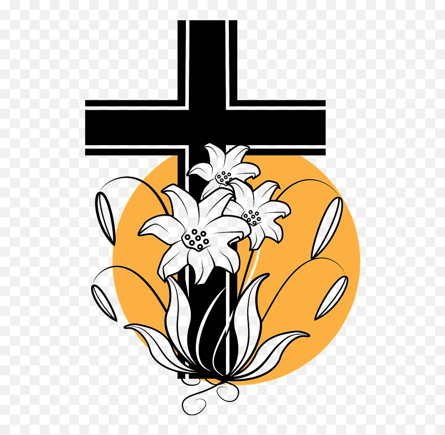 Cross And Flowers Clipart - Christian Cross Emoji,Cross Clipart