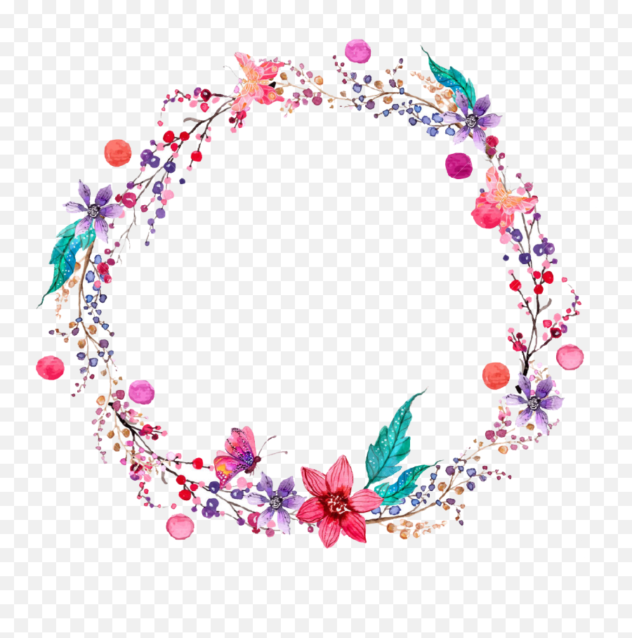 Floral Wreath Png Download - Watercolor Wreath Flower Png Emoji,Watercolor Wreath Png