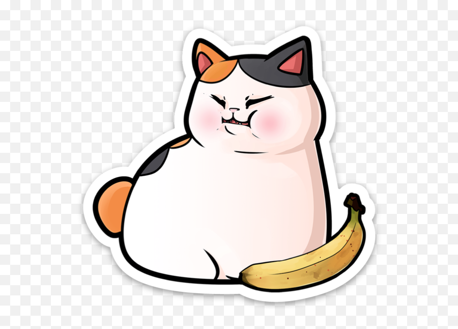 Fat Cat Banana Die Cut Sticker Lijeah Online Store Emoji,Fat Cat Png