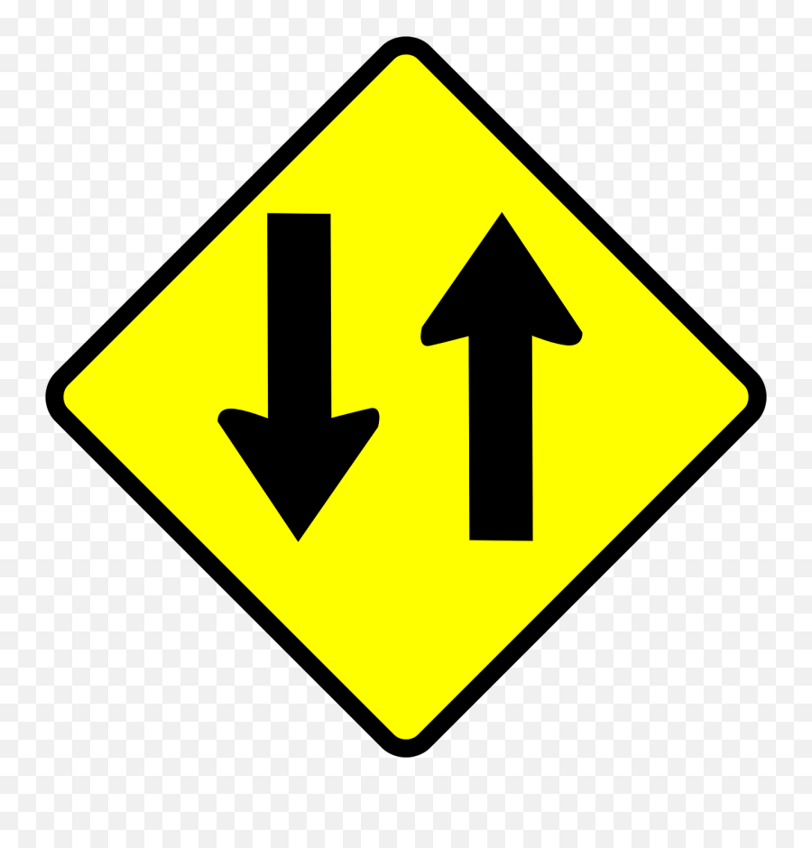 Caution Two Way Street Clip Art At - Two Way Traffic Sign Emoji,Street Clipart