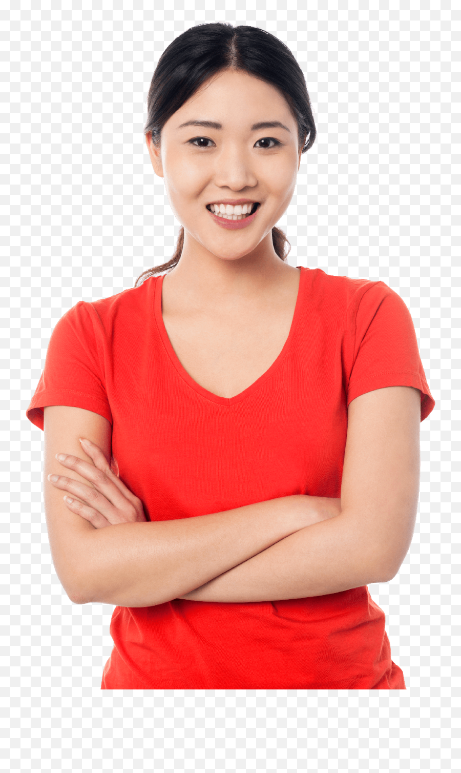 Asian Women Red T - Asian Women Png Emoji,Red Shirt Png