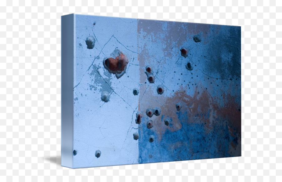Bullet Holes In The Wall By Dennis Flood - Blue Wall Bullet Holes Emoji,Bullet Holes Png
