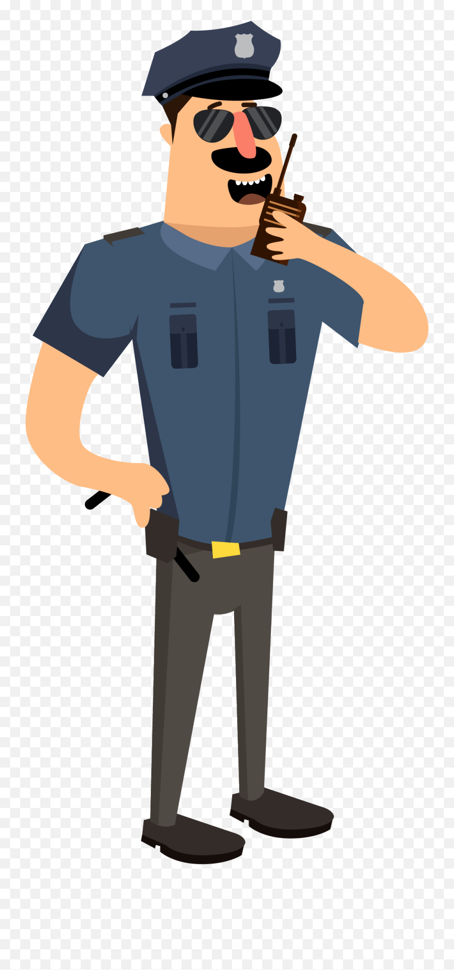 Vector Free Download Cartoon Police Illustration Walkie - Peaked Cap Emoji,Cop Clipart