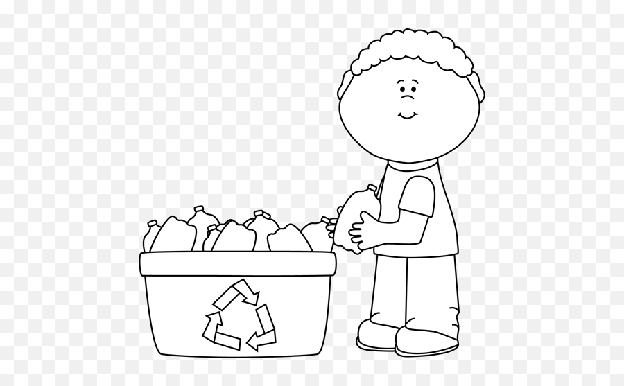 Clip Art Black And White Black And White Boy Recycling - Classroom Helpers Clipart Black And White Emoji,Earth Day Clipart