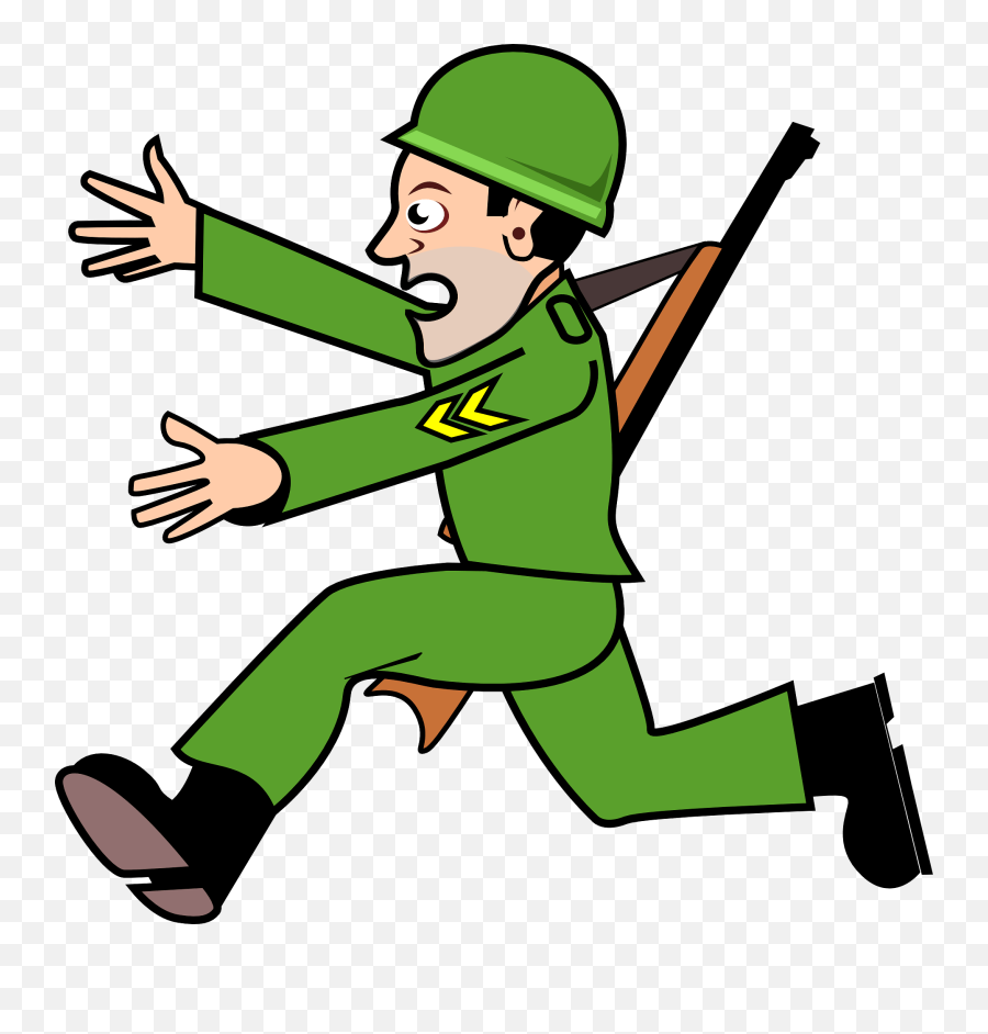 Clipart Of Cartoon Army Soldier Running - Retreat Clipart Emoji,Running Clipart