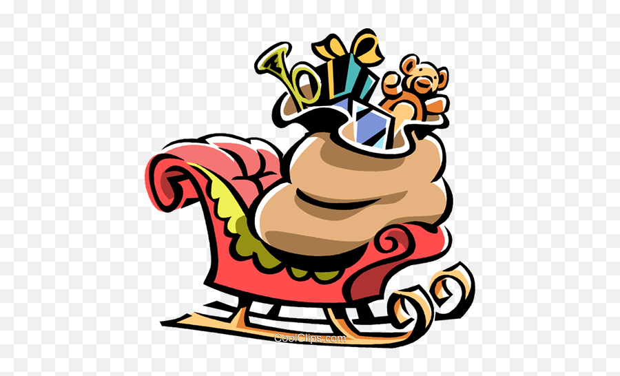 Sleigh With Sack Of Toys Royalty - Santa Sleigh With Sack Emoji,Santas Sleigh Clipart