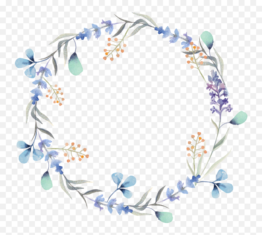 Watercolor Wreath Flower Png - Transparent Background Blue Watercolor Flowers Wreath Png Emoji,Watercolor Wreath Png