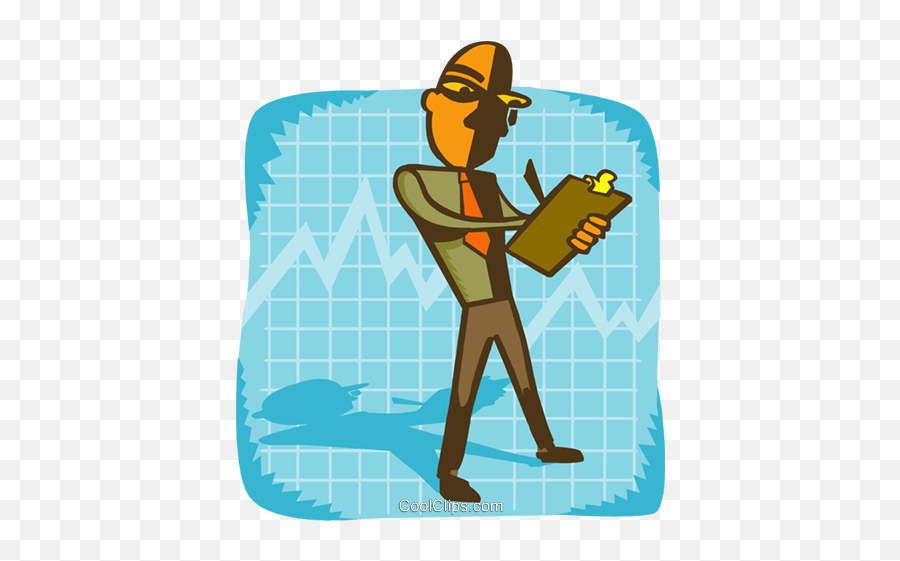 Business Man On Graph With Clipboard Royalty Free Vector Emoji,Graphing Clipart
