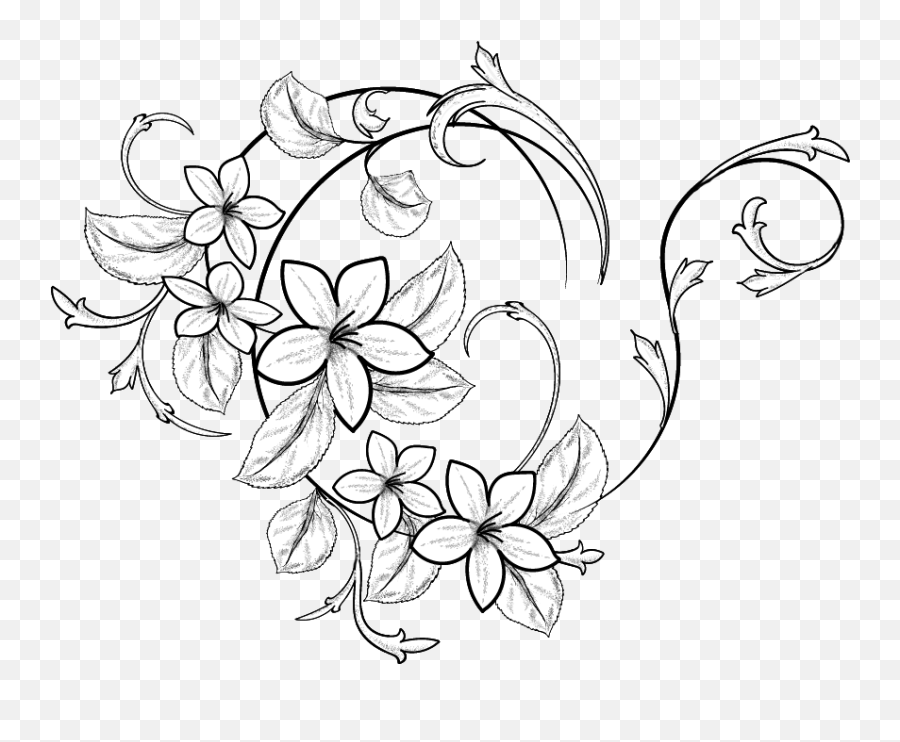 Antler Clipart Flower Drawing - Line Art Full Size Png Floral Design Filigree Design Png Emoji,Antlers Clipart