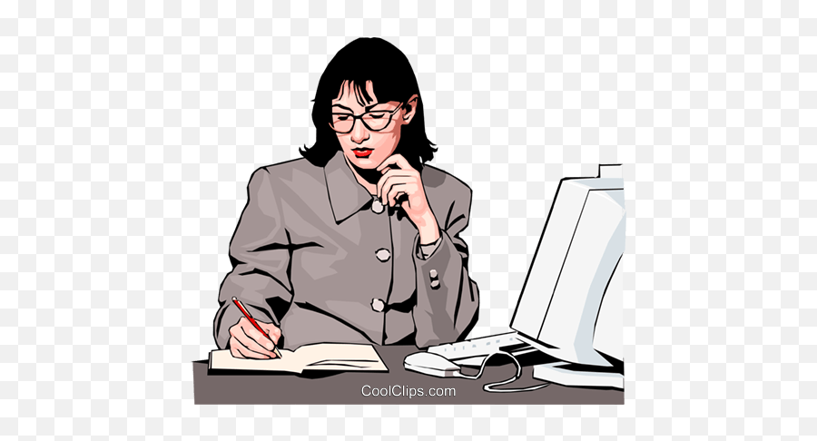 Woman Working Royalty Free Vector Clip Art Illustration - Office Worker Emoji,Working Clipart