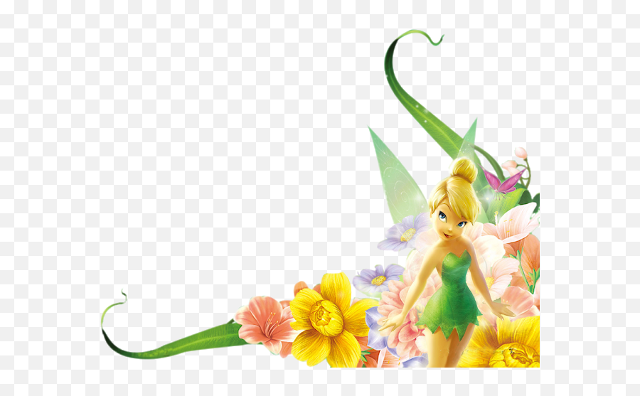 Tinkerbell Flowers Png - Blank Tinkerbell Invitation Template Emoji,Tinkerbell Png