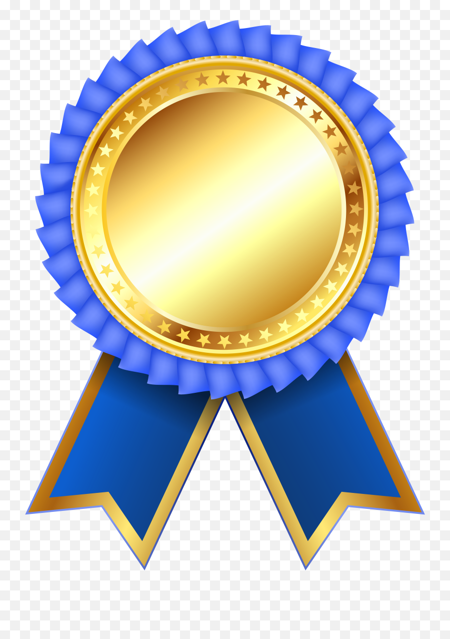 Rosettes Clipart - Gold Ribbon Badge Clipart Emoji,Trophy Clipart