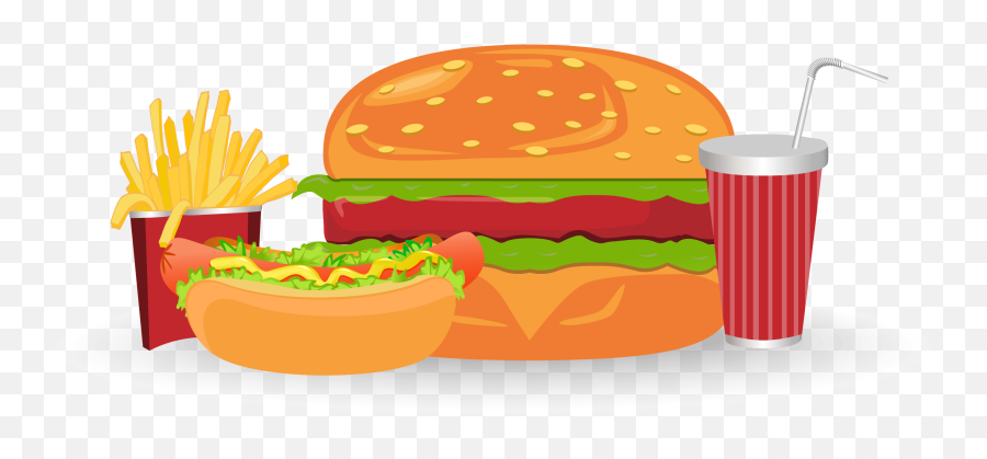 Junk Food Clipart Burger Fry - Vector Junk Food Png Emoji,Junk Food Clipart