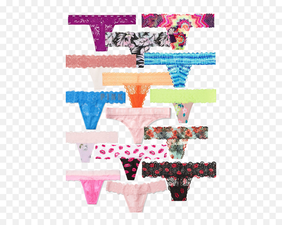 Victoriau0027s Secret Vs Pink Variety Thong Panty Underwear 5 - Count Swimsuit Bottom Emoji,Victoria Secret Pink Logo