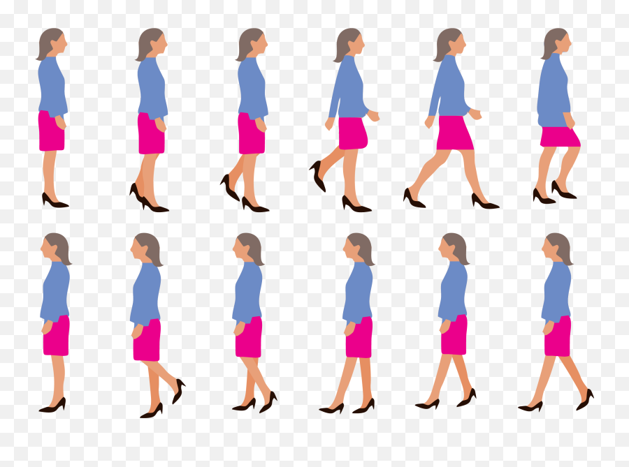 Walk Cycle Walking Woman - Girl Walking Sequence Free Emoji,Woman Walking Png