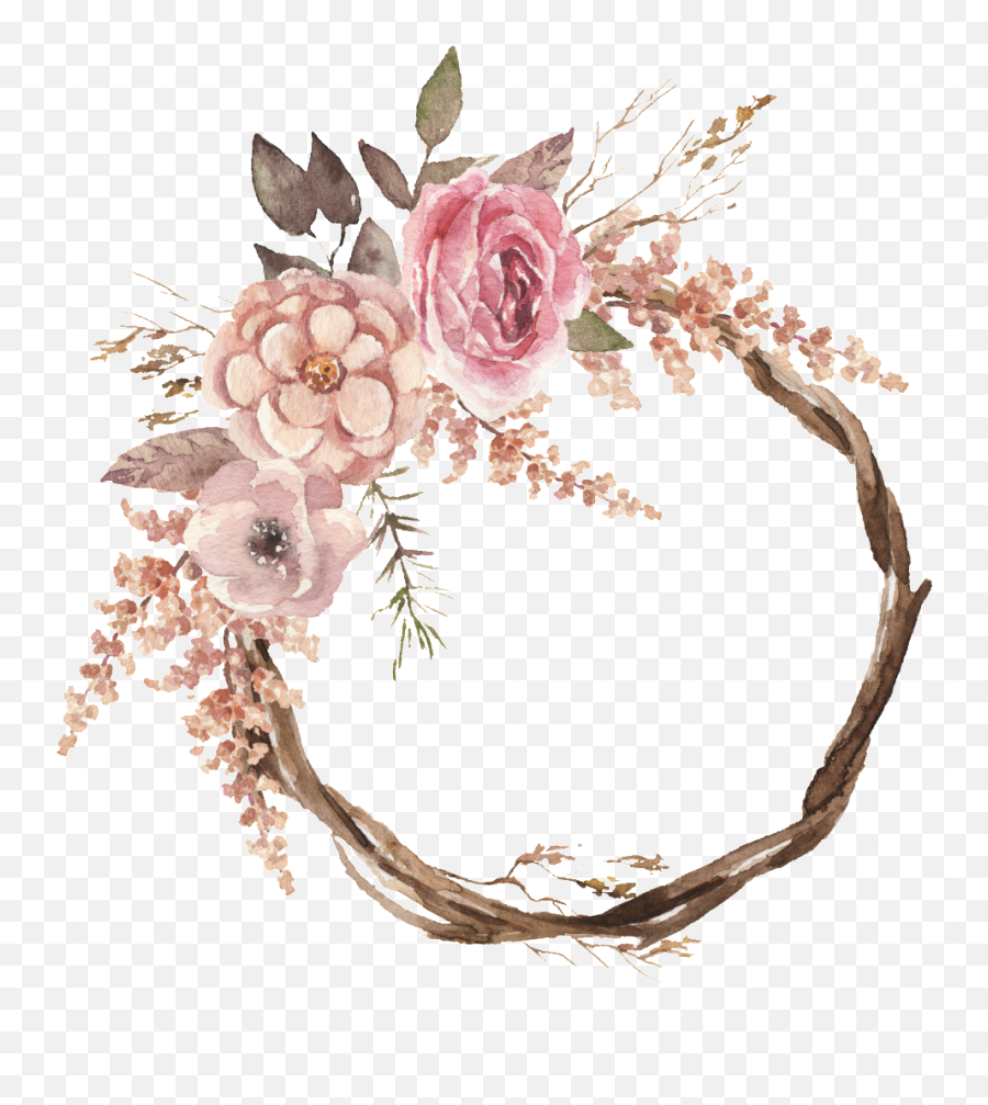 Download Hd Sweet Wreath Watercolor - High Resolution Floral Wreath Png Emoji,Watercolor Wreath Png