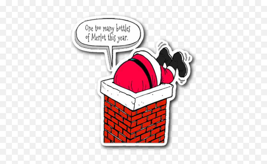 Santa In Chimney Clipart Transparent - Santa Claus Stuck In Chimney Emoji,Chimney Clipart