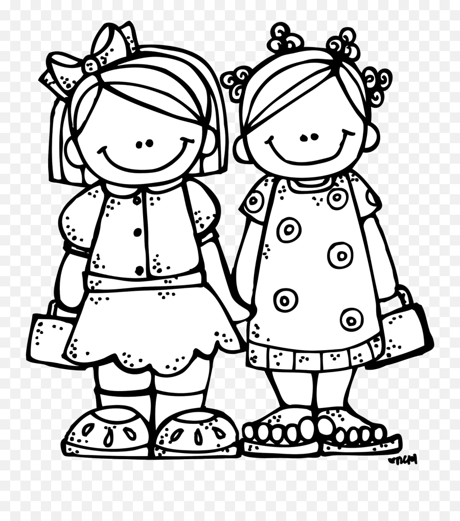 Best Friend Clipart Black And White - Sisters Black And White Emoji,Friendship Clipart