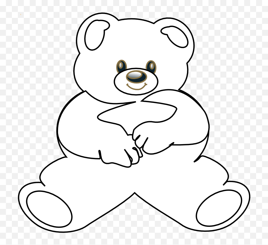 12932 3319 Bear Black White Line Teddy - Happy Emoji,Bear Clipart Black And White