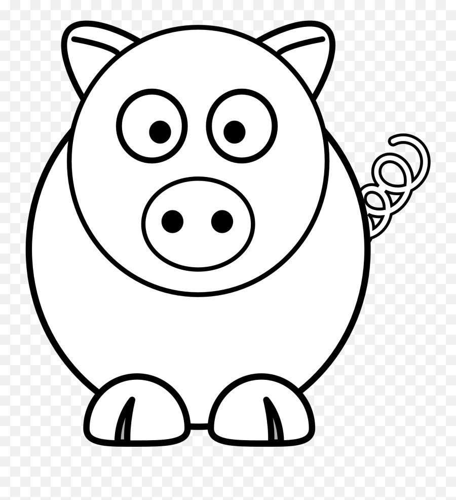 Black And White Pig Clipart No - Pig Cartoon Black Background Emoji,Pig Clipart Black And White