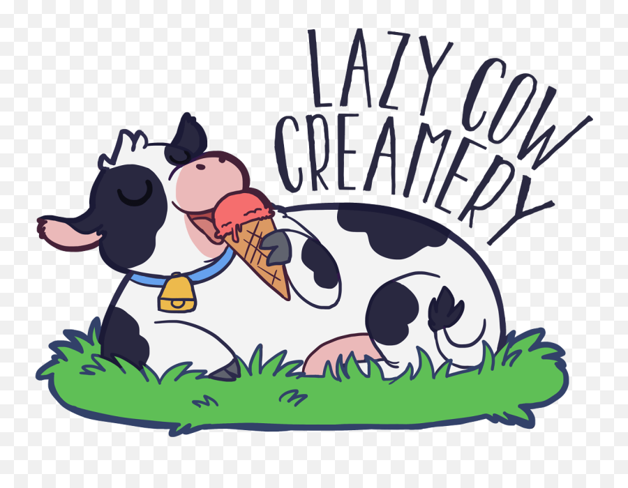 Lazy Cow Creamery - Lazy Cow Cartoon Clipart Full Size Lazy Cow Creamery Cookeville Emoji,Lazy Clipart