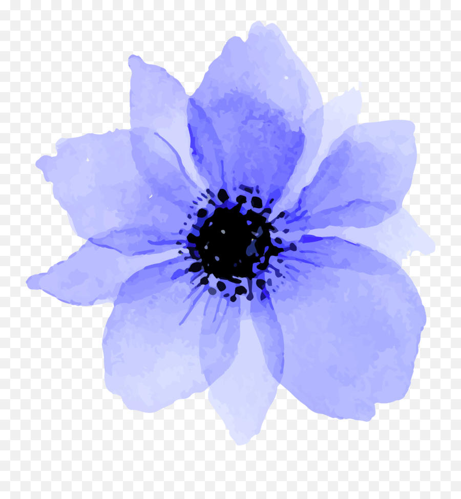 Download Blue Purple Flowers Flower Tumblr Aesthetic - Transparent Green Flower Watercolor Emoji,Purple Flower Transparent