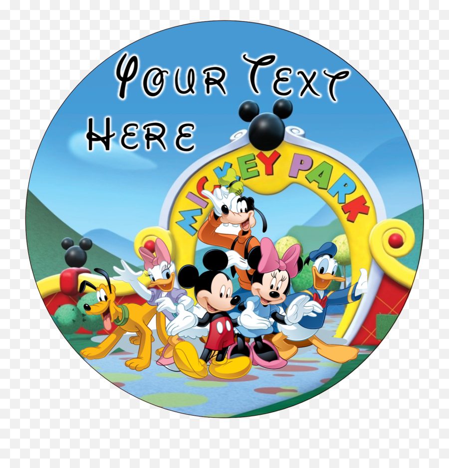 Mickey Mouse Club House Edible Image For Round Cake U2014 Choco House - Mickey Mouse Popular Cartoon Characters Background Emoji,Mickey Mouse Club Logo