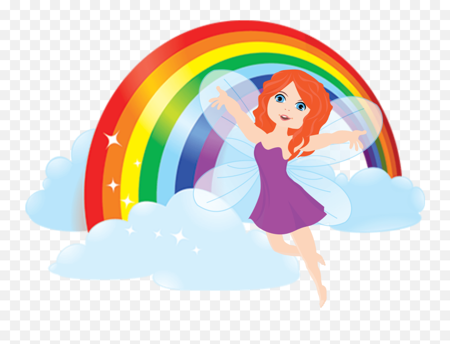 Download Purple Fairy With Rainbow - Rainbow In White Emoji,Rainbow Background Png