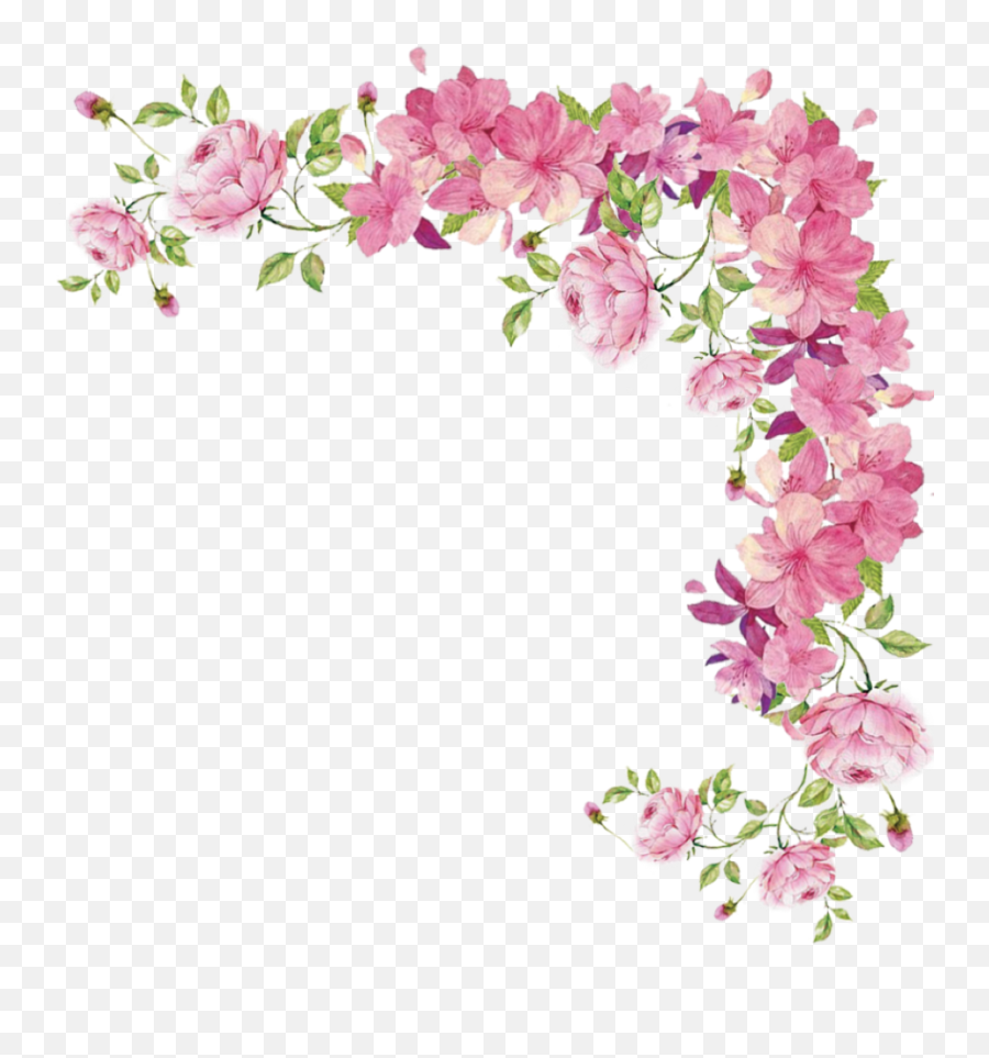Pink Flowers Rose - Pink Flower Border Png Emoji,Pink Flower Png