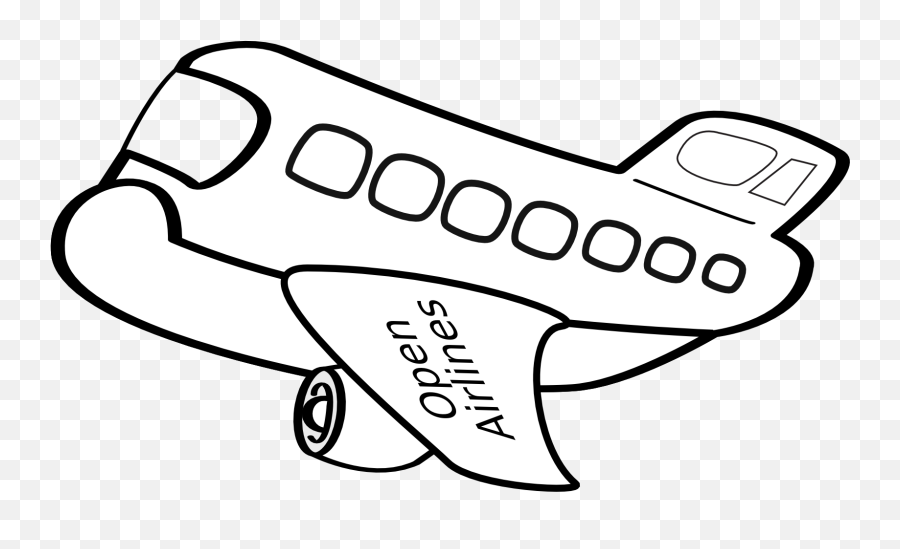 Aereo Passeggeri Funny Airplane Black White Line Art - Black Airplane Lack And White Clipart Emoji,Plane Clipart