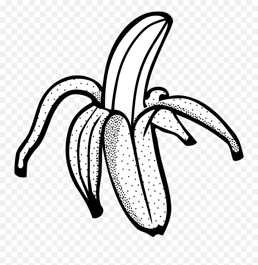 Banana Black And White Clipart - Banana Line Art Png Banana Clipart Black And White Emoji,Banana Clipart