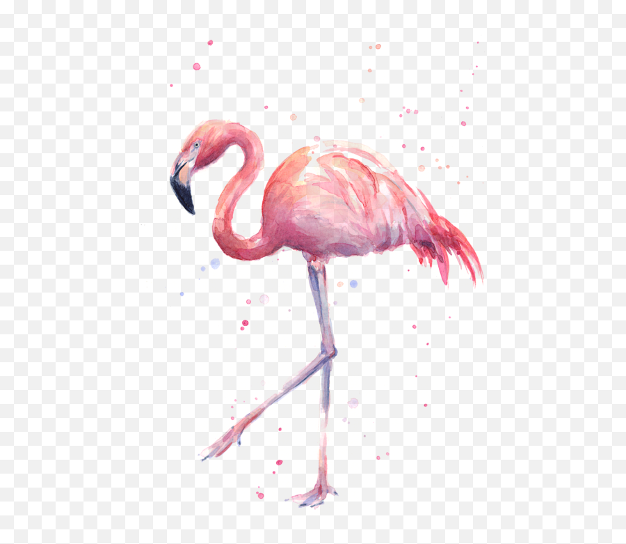 Pink Watercolor Flamingo Womenu0027s V - Neck Watercolor Flamingo Painting Emoji,Pink Watercolor Png